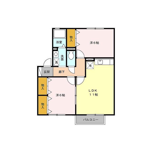 D-ROOM グリーンパークみだい南(2LDK/2階)の間取り写真