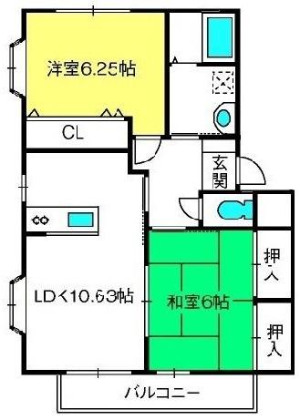 ベルメナージュ AKB(2LDK/2階)の間取り写真