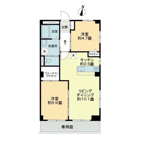 フィネス阿島(2LDK/1階)の間取り写真