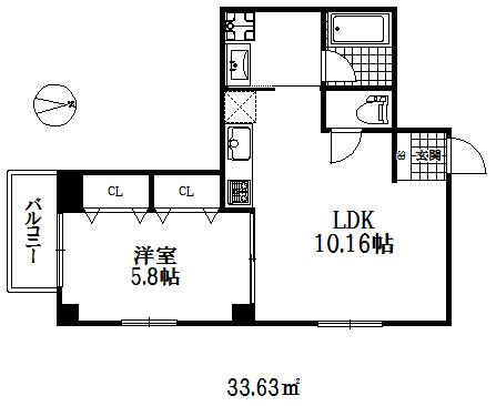 ハイウッズヤマテ(1LDK/2階)の間取り写真