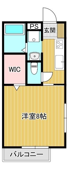 リヴェール絹の台B(1K/2階)の間取り写真