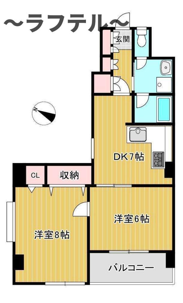 S・Kマンション(2DK/4階)の間取り写真