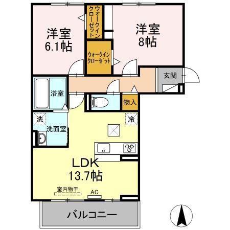 ファミール2(2LDK/1階)の間取り写真