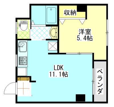 ジョイシード大町(1LDK/3階)の間取り写真