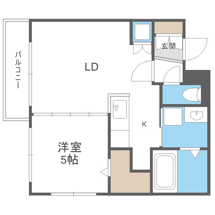 プライマル札幌円山(1LDK/3階)の間取り写真