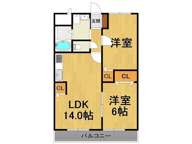 カームライフ中野(2LDK/2階)の間取り写真