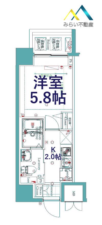 フェルクルールプレスト西横浜(1K/11階)の間取り写真
