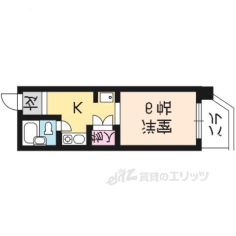 パインフィールド北白川1(1K/2階)の間取り写真
