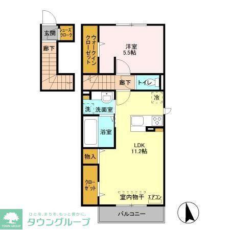 エスペランサB(1LDK/2階)の間取り写真