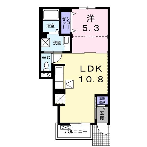 メイプル(1LDK/1階)の間取り写真
