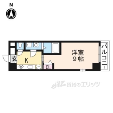 DEARCOURT四条烏丸(1K/3階)の間取り写真