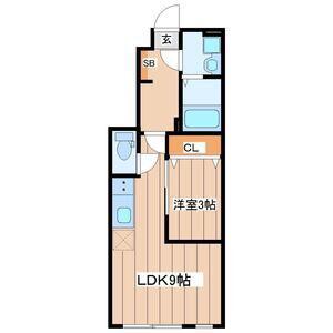 AKALA小松島(1LDK/1階)の間取り写真