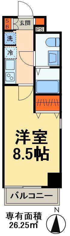 デュオフラッツ稲毛(1K/6階)の間取り写真