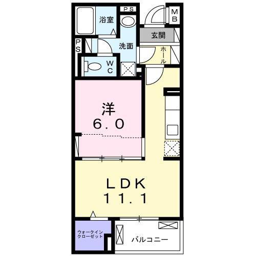グレイス ハイム(1LDK/1階)の間取り写真