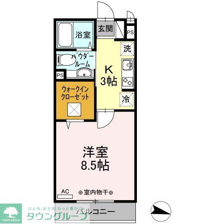 GRANDE(1K/1階)の間取り写真