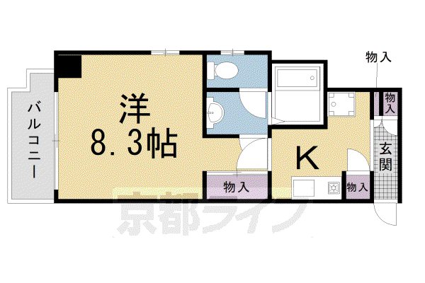 サンシティ御所西(1K/7階)の間取り写真