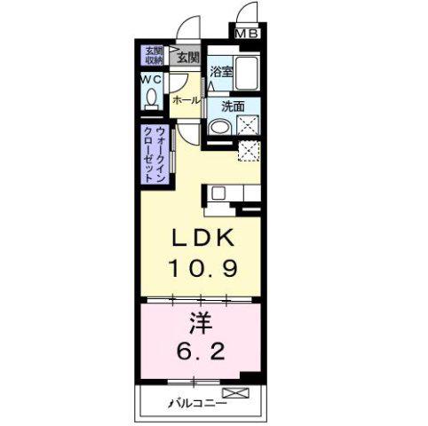 ローズパティオ(1LDK/2階)の間取り写真