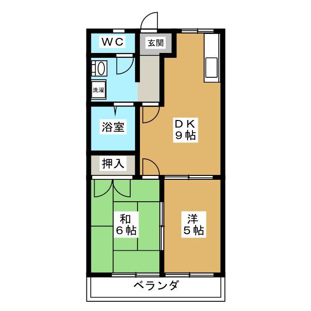 リバティはやのC(2DK/1階)の間取り写真