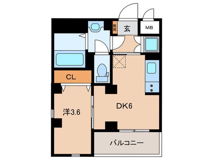 EVERLAS VI(1DK/2階)の間取り写真