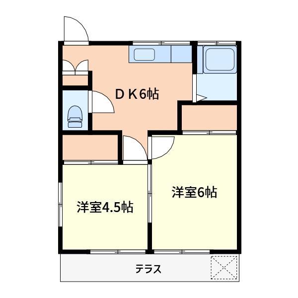 鈴蘭コーポ(2DK/1階)の間取り写真