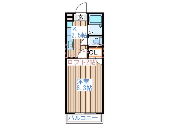 エスポワール広瀬(1K/2階)の間取り写真