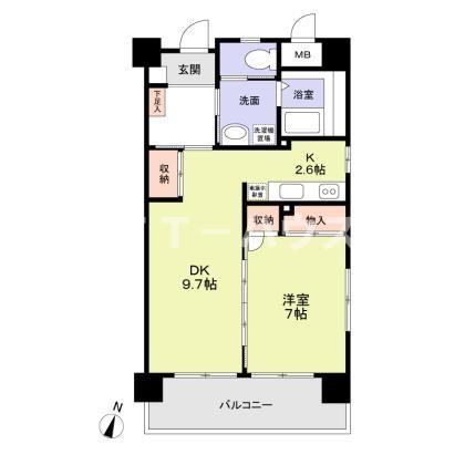 ジュネス北国分(1LDK/3階)の間取り写真
