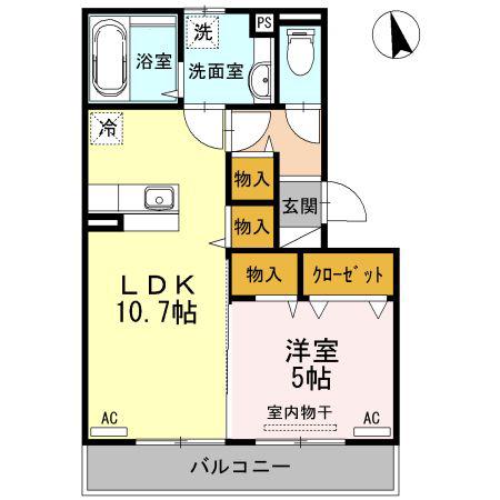 ルナージュ A棟(1LDK/3階)の間取り写真