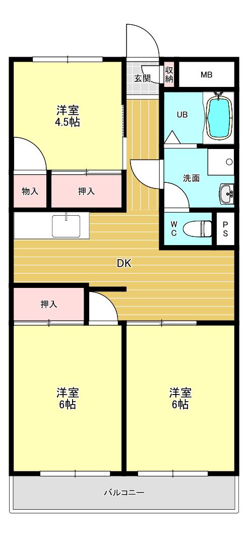 プレジデントハウス松浦(3DK/2階)の間取り写真