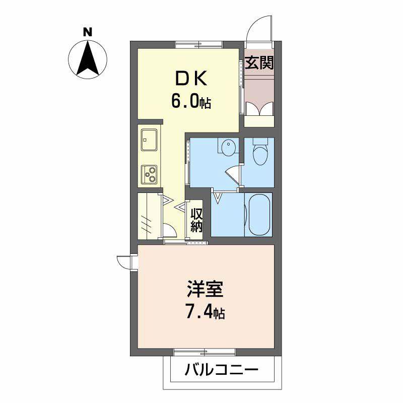シャーメゾンLUNA(1DK/2階)の間取り写真