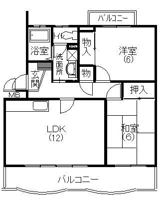 カテリーナ(2LDK/2階)の間取り写真