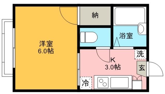 ランドハイツ(1K/2階)の間取り写真