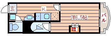 SUN-MERINA(1K/2階)の間取り写真
