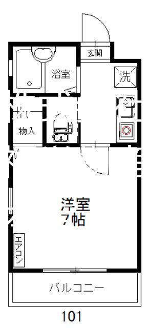 フェリーチェ26(1K/1階)の間取り写真