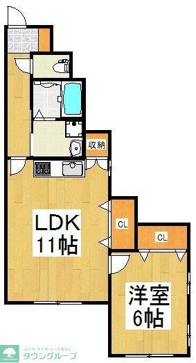 クレセリア東村山(1LDK/1階)の間取り写真