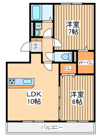 セント光が丘Ⅱ(2LDK/1階)の間取り写真