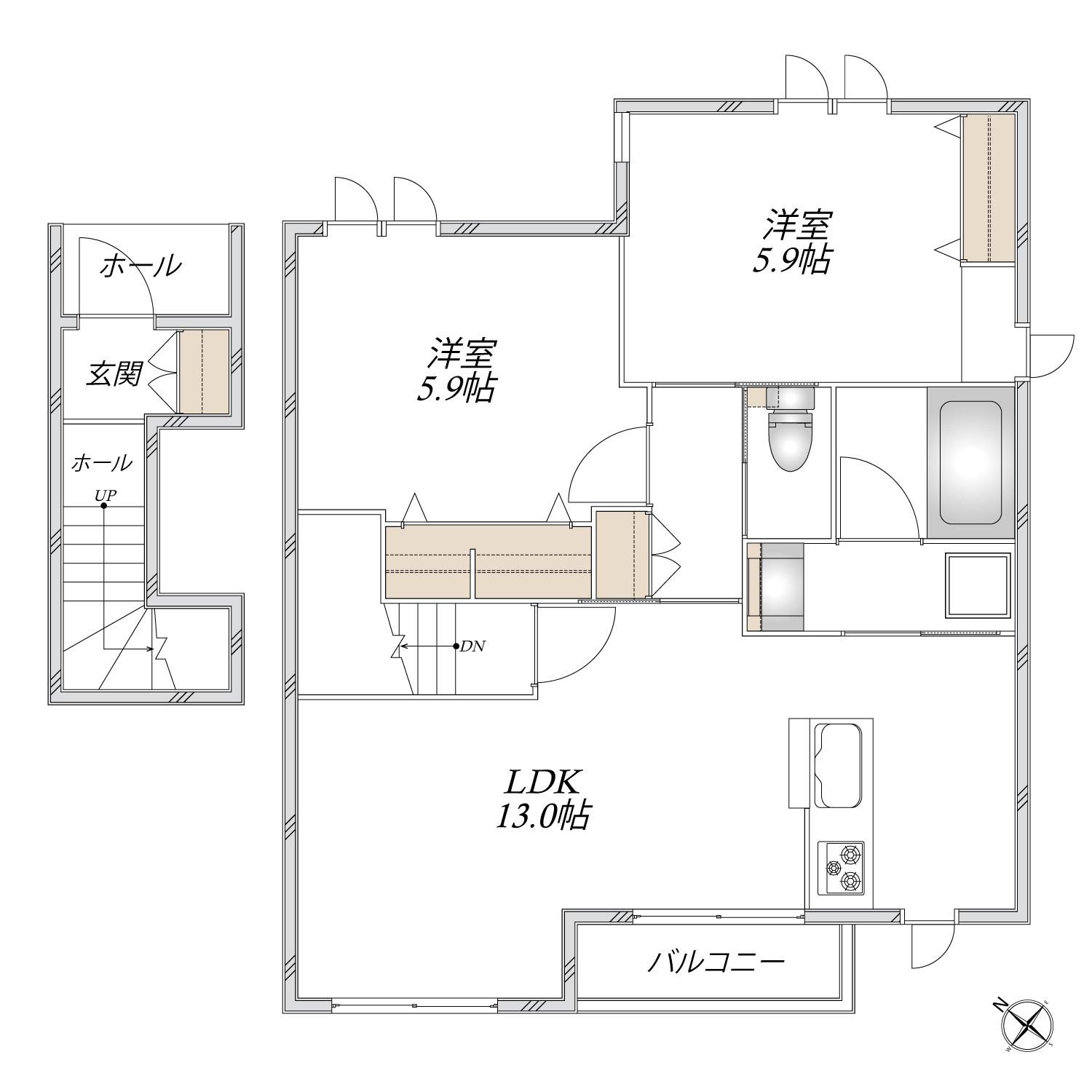 CADENZA(2LDK/2階)の間取り写真