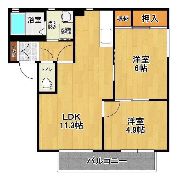 エクセルコートB(2LDK/2階)の間取り写真
