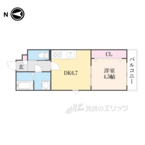 ベレーザ西陣Ⅱ(1DK/2階)の間取り写真