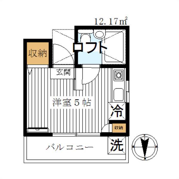メゾンアベイユ(ワンルーム/2階)の間取り写真
