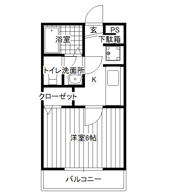 トレーフル(1K/2階)の間取り写真