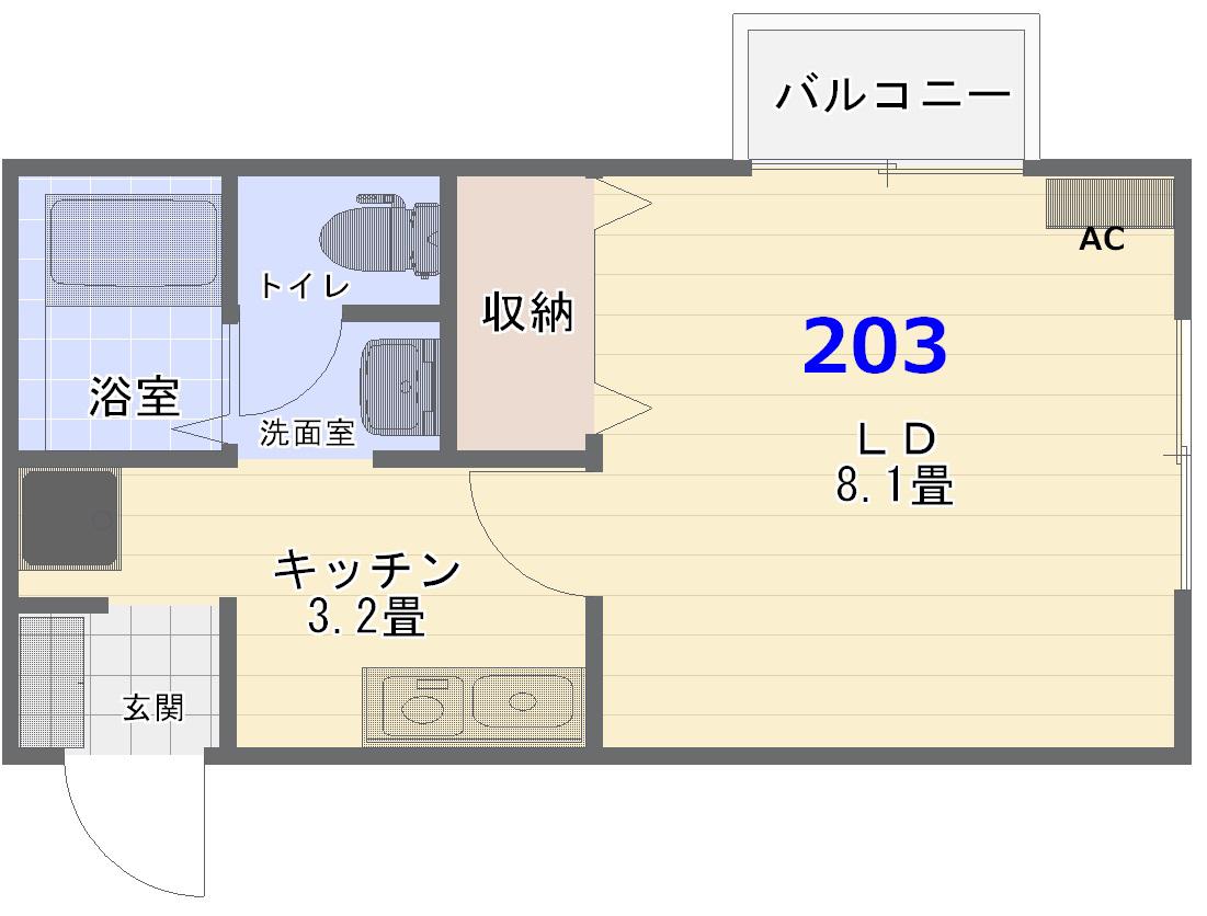 スマイル22(1K/2階)の間取り写真