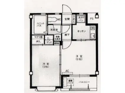 グレース向山(2K/1階)の間取り写真