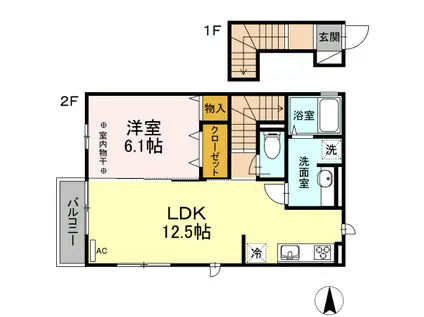 ガーデンプレイス光穂(1LDK/2階)の間取り写真