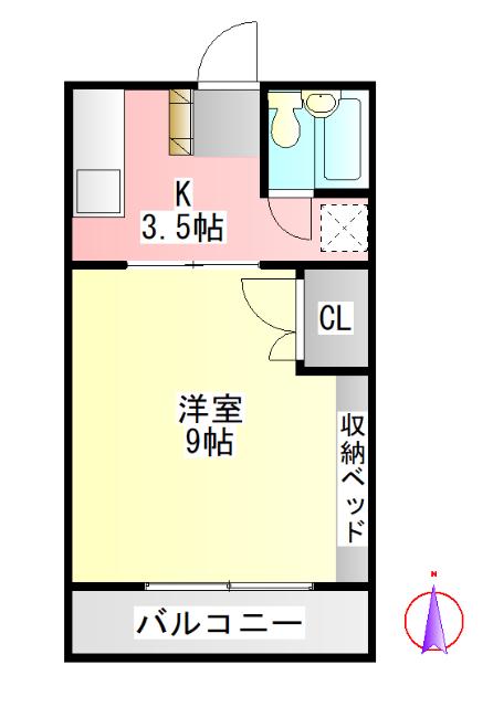 コーポラスシェトア(1K/1階)の間取り写真