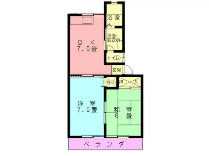 シャトルナカケイ(2DK/1階)の間取り写真