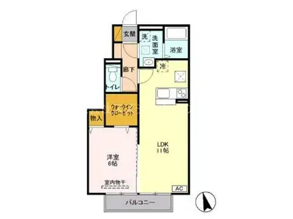 S・V・P・ナイン(1LDK/1階)の間取り写真