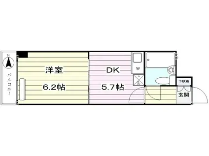 ダイアパレス新宿一丁目(1DK/8階)の間取り写真