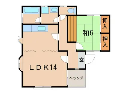 レスト3永井川A(1LDK/2階)の間取り写真
