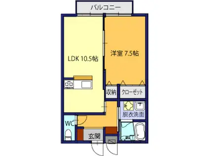 アンジェ・パティオ(1LDK/2階)の間取り写真