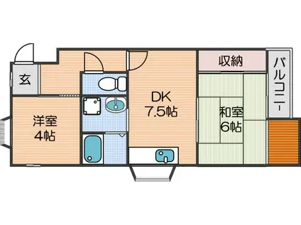 エクセシオール(2DK/4階)の間取り写真